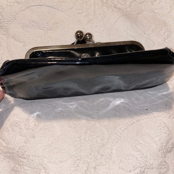 Vintage Black Patent Leather Clutch Wristlet - Picture 3 of 13